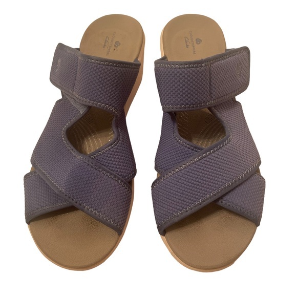 Clarks Cloud Steppers Blue Wedge Shoes          Size 7 1/2 W - Picture 1 of 7